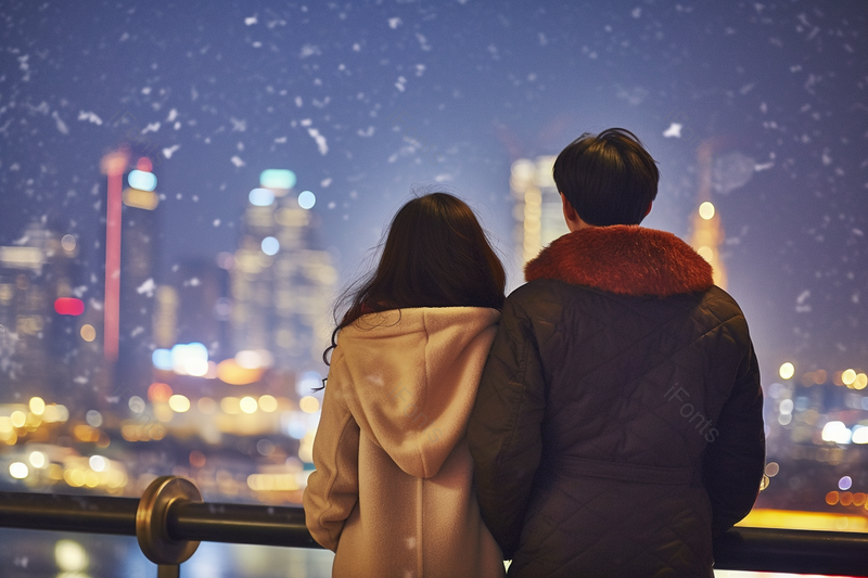 情侣在下雪天里欣赏着大雪背景图,高清,摄影图,摄影图片,图片大全,摄影图免费下载